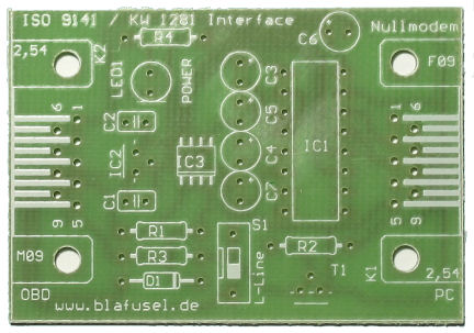 OBD USB serial RS232 Interface OBD2 OBD-2 OBD II ISO 9141 14230 ISO9141 SAE J1962 Platine