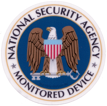 Aufkleber: NSA Monitored Device, klein, transparent