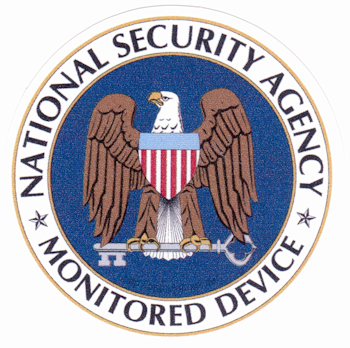 Sticker: NSA Monitored Device, small, white