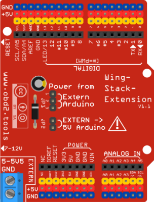 Wing-Stack-Extension für Arduino Uno